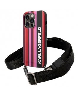 Karl Lagerfeld KLHCP14XSTSTP iPhone 14 Pro Max 6.7" Hard Case Pink/Pink Stripe Strap