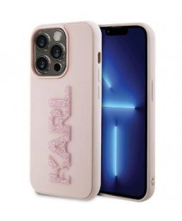 Karl Lagerfeld Apple iPhone 15 Pro HC 3D LOGO GLITTER Pink