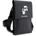 Dėklas Karl Lagerfeld Saffiano metalinis logotipas NFT piniginės telefono krepšys juodas