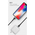 Orsen S51 Type C to Lightning 3A 1m mėlynas
