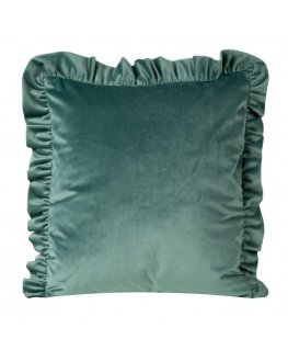 Eurofirany VELVET / 25 Aksominis pagalvės užvalkalas, dekoruotas raukiniais, 45 X 45 cm, spalva: tamsi mėtų