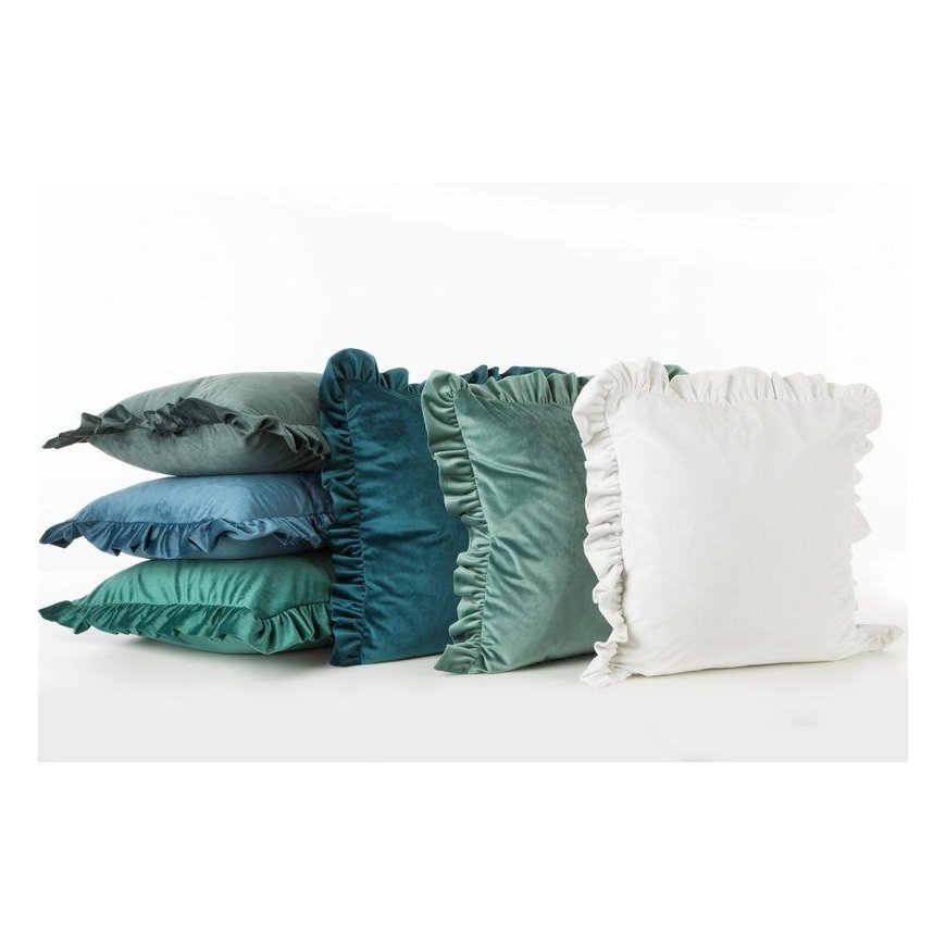 Eurofirany VELVET / 25 Velvet pillowcase, decorated with ruffles, 45 X 45 cm, color: dark mint – 4