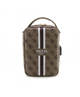 Dėklas Guess PU 4G Printed Stripes Kelioninis universalus krepšys Rudas