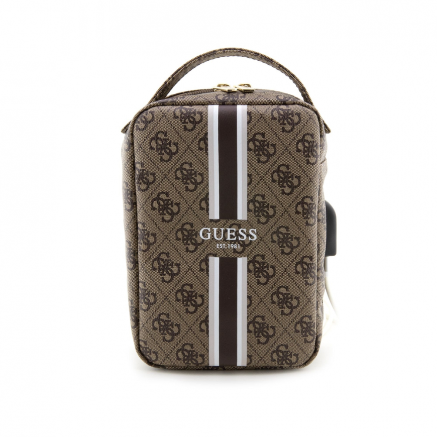 Case Guess PU 4G Printed Stripes Travel universal bag Brown