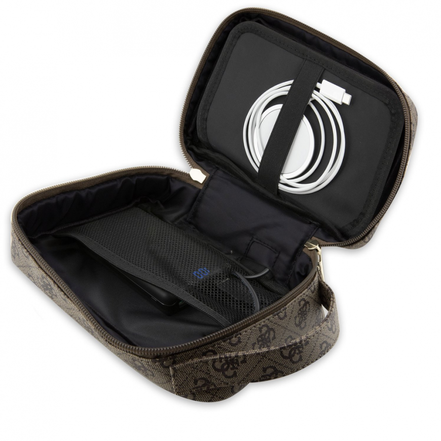 Dėklas Guess PU 4G Printed Stripes Kelioninis universalus krepšys Rudas – 4