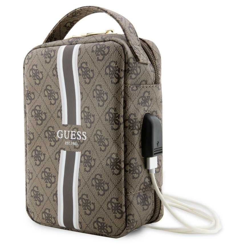Dėklas Guess PU 4G Printed Stripes Kelioninis universalus krepšys Rudas – 5