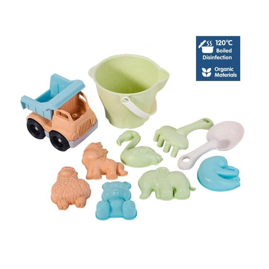 WOOPIE Green Set for sand bucket with car 11 el. BIOLOGICAL MATERIAL – 2