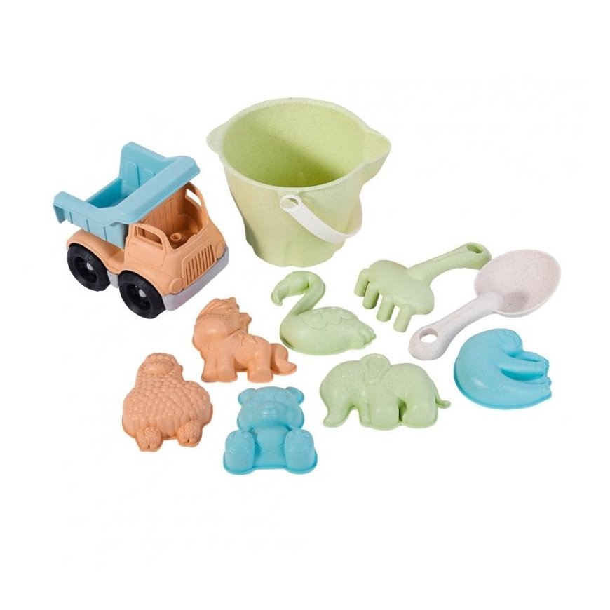WOOPIE Green Set for sand bucket with car 11 el. BIOLOGICAL MATERIAL – 3