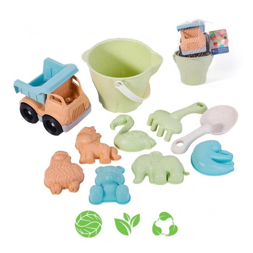 WOOPIE Green Set for sand bucket with car 11 el. BIOLOGICAL MATERIAL – 4