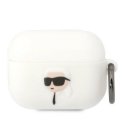Karl Lagerfeld Dėklas ochronne na ausinės Karl Lagerfeld do AirPods Pro cover balta/baltas silikoninis Karl Head 3D