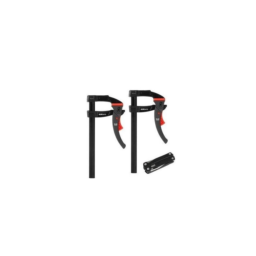 set: 2 x lever clamps steel KLI20, 200x80mm KliKlamp + Multitool, Bessey [KLI-SET-A] Black Edition – 2