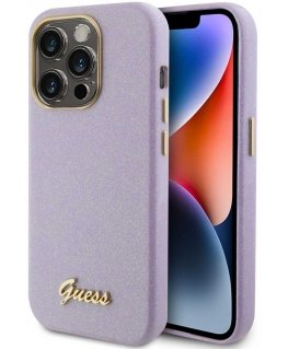 Guess PU Glitter Full Wrap Case for iPhone 15 Pro Lilac