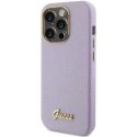 Guess PU Glitter visiškai apvyniotas dėklas, skirtas iPhone 15 Pro Lilac