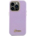 Guess PU Glitter visiškai apvyniotas dėklas, skirtas iPhone 15 Pro Lilac