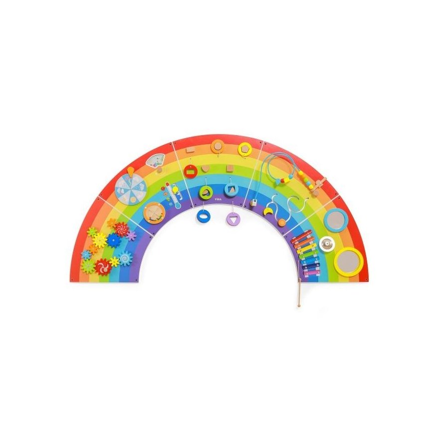 Viga Toys VIGA medinės jutimo ir manipuliavimo plokštės EDU Rainbow FSC sertifikatas