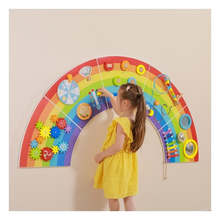 Viga Toys VIGA medinės jutimo ir manipuliavimo plokštės EDU Rainbow FSC sertifikatas – 3