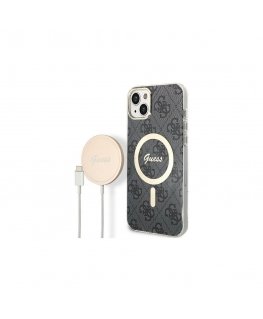 Guess set Case + charger for iPhone 14 Pro Max 6.7" GUBPP14XH4EACSK Black BP Magsafe Case + 4G charger