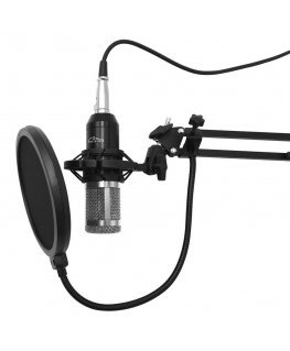 Media-Tech STUDIO AND STREAMING MICROPHONE - Professional condenser microphone (black/silver) for studio recording and streaming