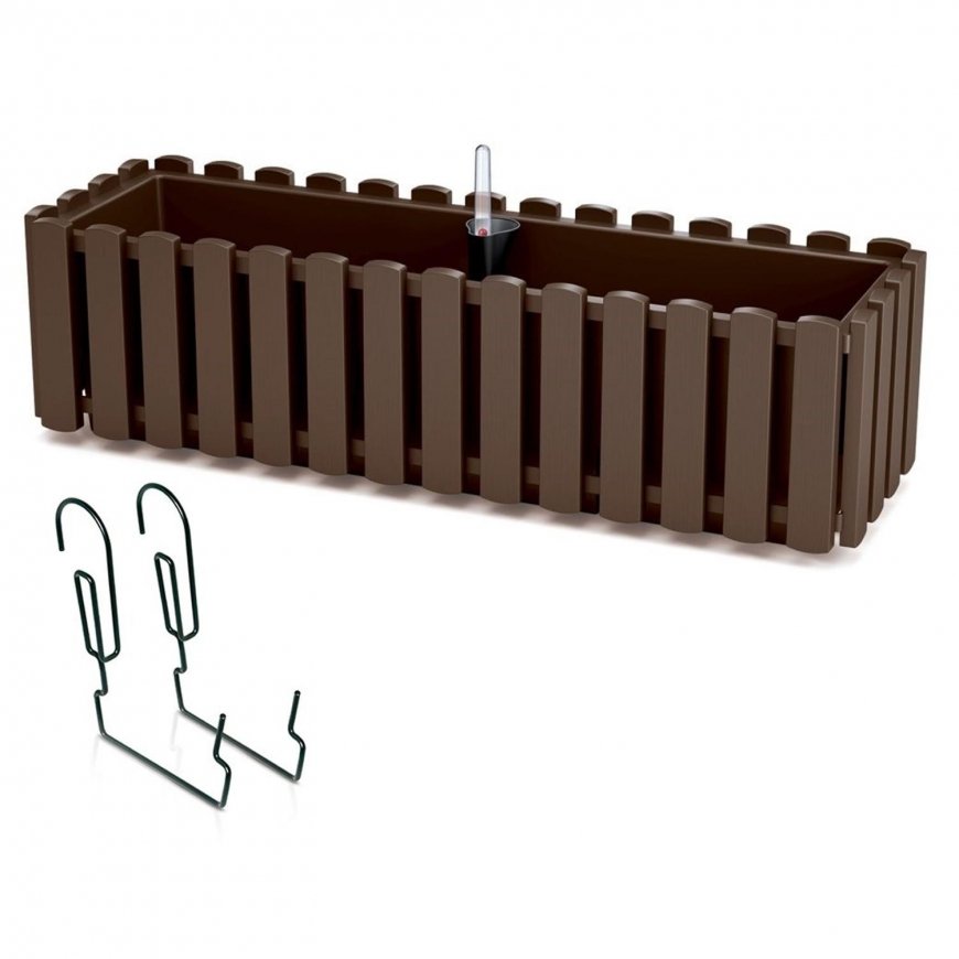 Prosperplast Balcony box with hooks Boardee Fencycase DDEF600W brown