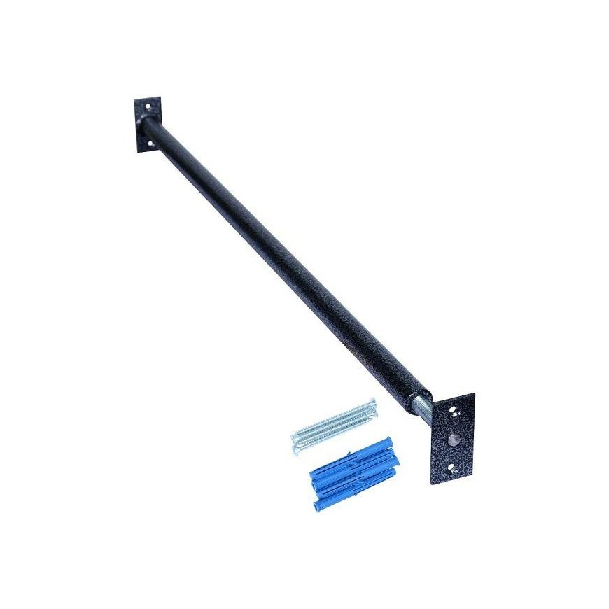 Tarp sienų/durų staktos montuojamas skersinis SANRO-5, tamsiai pilkas reguliuojamo ilgio (117-127cm), iki 130kg