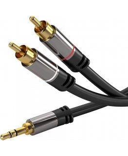 Cable "PremiumCord" socket 3.5 mm - RCA (Cinch) x2 5m black (kjqcin5)
