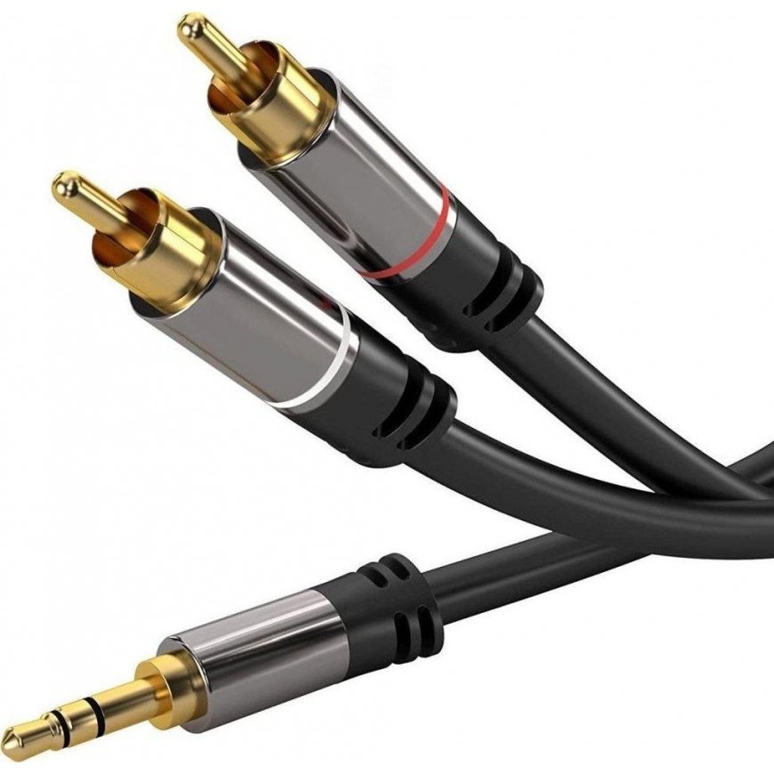 Cable "PremiumCord" socket 3.5 mm - RCA (Cinch) x2 5m black (kjqcin5)