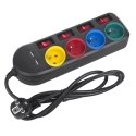 Maclean maitinimo juostelė, ilgintuvas 4 lizdai + 2xUSB, su jungikliais, 250VAC/10A, 2.1A 5V, 1.5m, juodas, MCE229 B Maclean maitinimo juostelė, ilgintuvas 4 lizdai + 2xUSB, su jungikliais, 250VAC/10A, 2.1A 5V, 1.5m, juodas, MCE229 B
