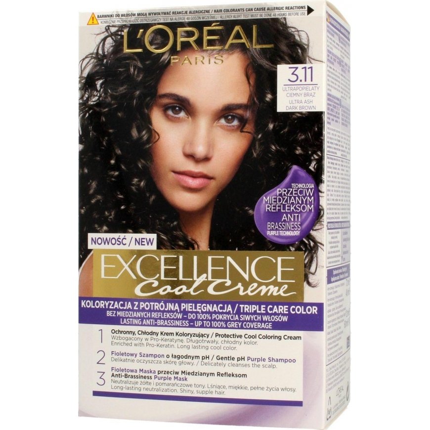 L'Oreal Professionnel plaukų dažymo kremas Exellence 3.11 Ultra Ashen Dark Brown