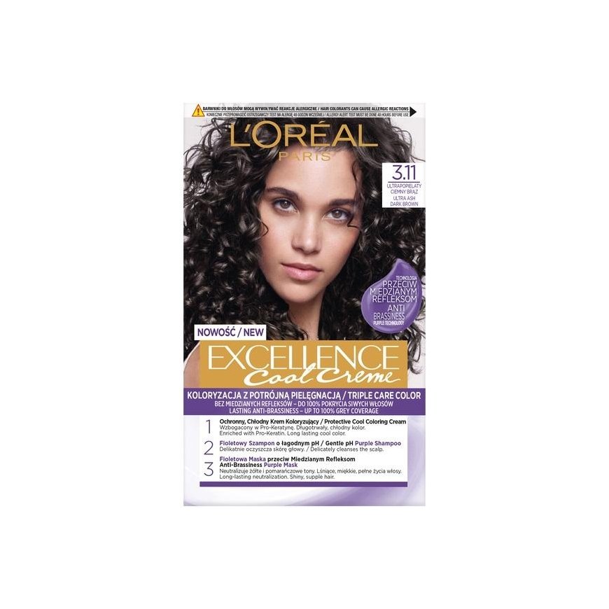 L'Oreal Professionnel plaukų dažymo kremas Exellence 3.11 Ultra Ashen Dark Brown – 2