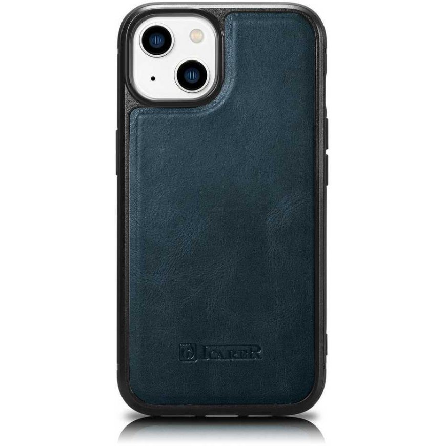 iCarer Leather Oil Wax Genuine Leather Case for iPhone 14 Plus Blue (WMI14220719-BU)