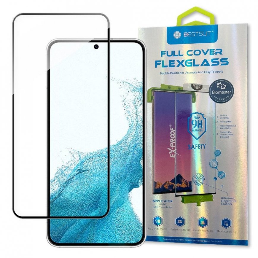 Bestsuit 3D Edge Nano Flexi Glass Film Full Screen Tempered Glass with Frame for Samsung Galaxy S22 Clear
