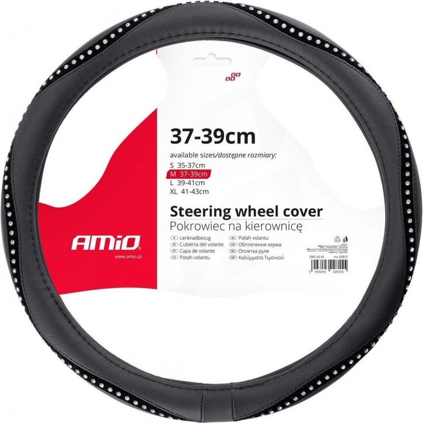 Cover car steering wheel cover m 37-39cm swc-34-m amio-02807 – 2