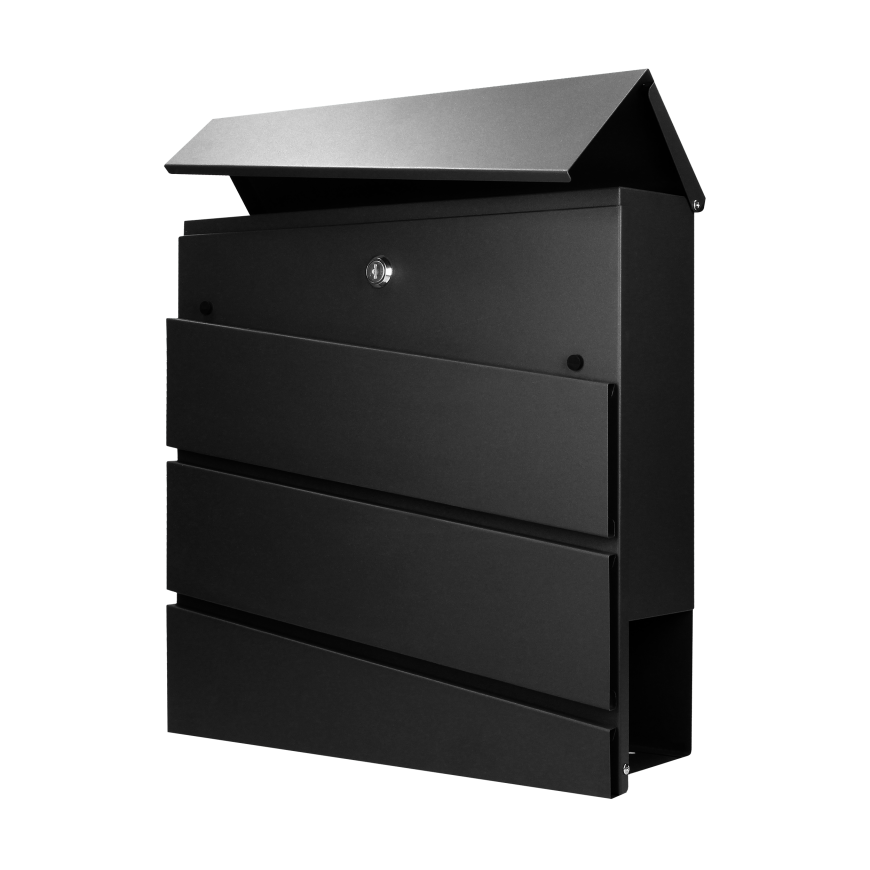 Orno BORNEO mail box made of galvanized steel with newspaper holder, black color