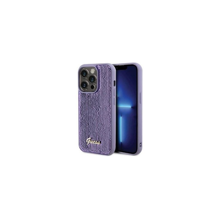 Guess Apple iPhone 15 Pro Max HC SEQUIN SCRIPT METAL Purple