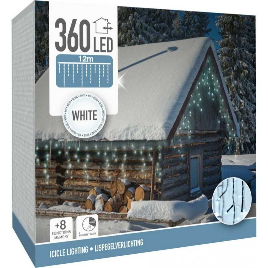 KOOPMAN LAMPKI CHOINKOWE KURTYNA ŚWIETLNA ZEW 360 LED STEROWNIK TIMER ZIMNY WHITE CABLE Green – 4