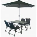 Saska Garden Garden furniture set, table, 4 chairs and gray umbrella Saska Garden Garden furniture set, table, 4 chairs and gray umbrella