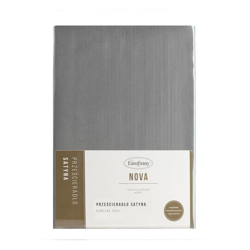 Eurofirany NOVA cotton satin sheet without rubber, 180X210 cm, color: steel – 2