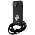 Karl Lagerfeld Case for iPhone 15 6.1" KLHCP15SSAKCPSK Black HC Saffiano KC Metal Pin Crossbody