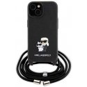 Karl Lagerfeld Case for iPhone 15 6.1" KLHCP15SSAKCPSK Black HC Saffiano KC Metal Pin Crossbody
