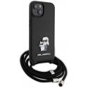 Karl Lagerfeld Case for iPhone 15 6.1" KLHCP15SSAKCPSK Black HC Saffiano KC Metal Pin Crossbody