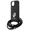 Karl Lagerfeld dėklas, skirtas iPhone 15 6,1" KLHCP15SSAKCPSK juodas HC Saffiano KC Metal Pin Crossbody