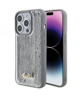 Guess Apple iPhone 15 Pro Max HC SEQUIN SCRIPT METAL Silver