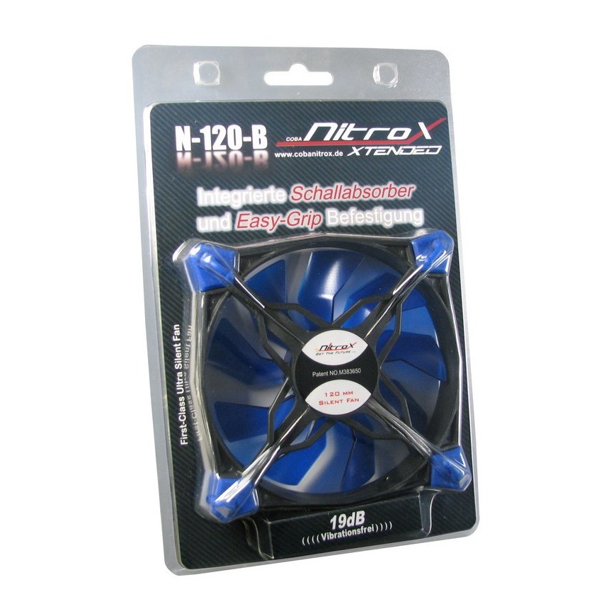 Inter-Tech N-120-B Datora korpusam Ventilators Melns, Zils – 2