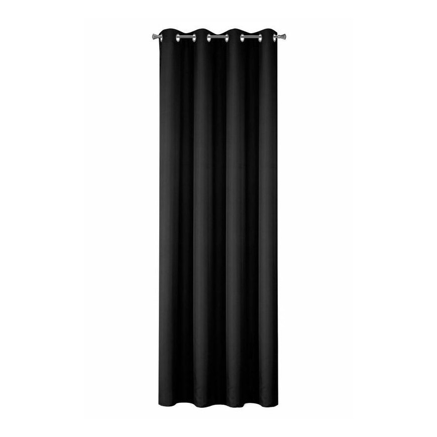 Naktinė užuolaida Eurofirany RITA iš lygaus audinio, 140X250 cm kilpos / ratukai, spalva: juoda – 5