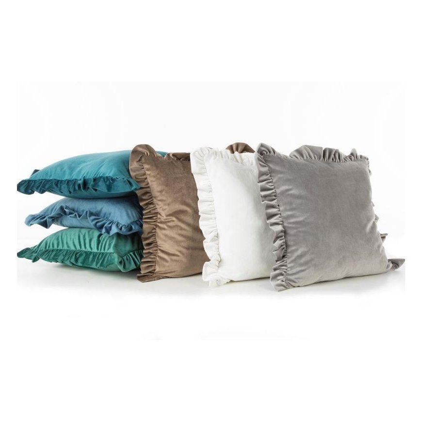 Eurofirany VELVET / 25 Velvet pillowcase, decorated with ruffles, 45 X 45 cm, color: mint – 5