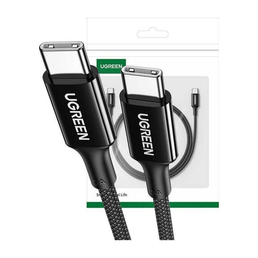 Ugreen US557 USB-C to USB-C Cable, 100W, 5A (Black) – 3