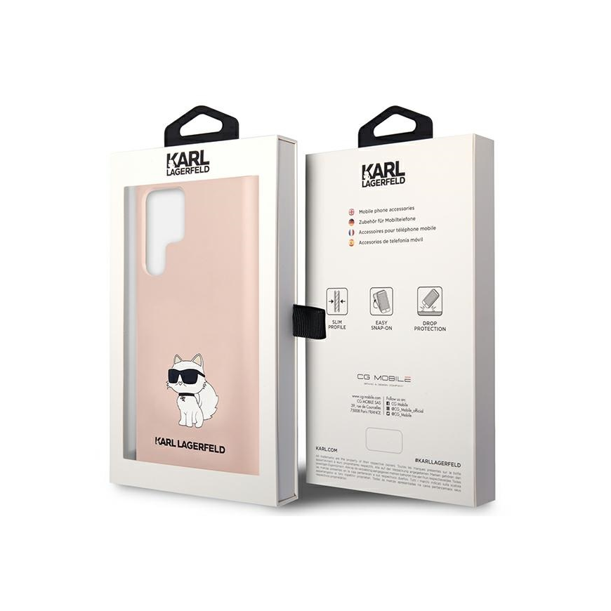 Karl Lagerfeld Case for Samsung Galaxy S23 Ultra KLHCS23LSNCHBCP Pink Hard Case Silicone Choupette – 3