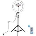 Puluz LED ring lamp 26cm, with tripod stand up to 1.1m and phone holder, USB Puluz LED ring lamp 26cm, with tripod stand up to 1.1m and phone holder, USB