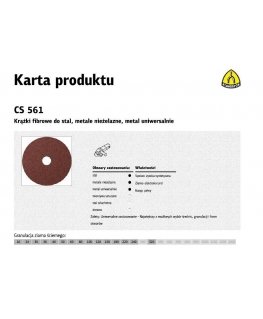 KLINGSPOR FIBER DISK 180mm, large size 100 CS561 / 25 pcs.