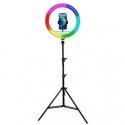 Žiedinė lemputė WP Studio žiedinė lemputė Powerton 13", RGB LED, didelė, reguliuojama šviesos spalva ir intensyvumas, telefono l Žiedinė lemputė WP Studio žiedinė lemputė Powerton 13", RGB LED, didelė, reguliuojama šviesos spalva ir intensyvumas, telefono l